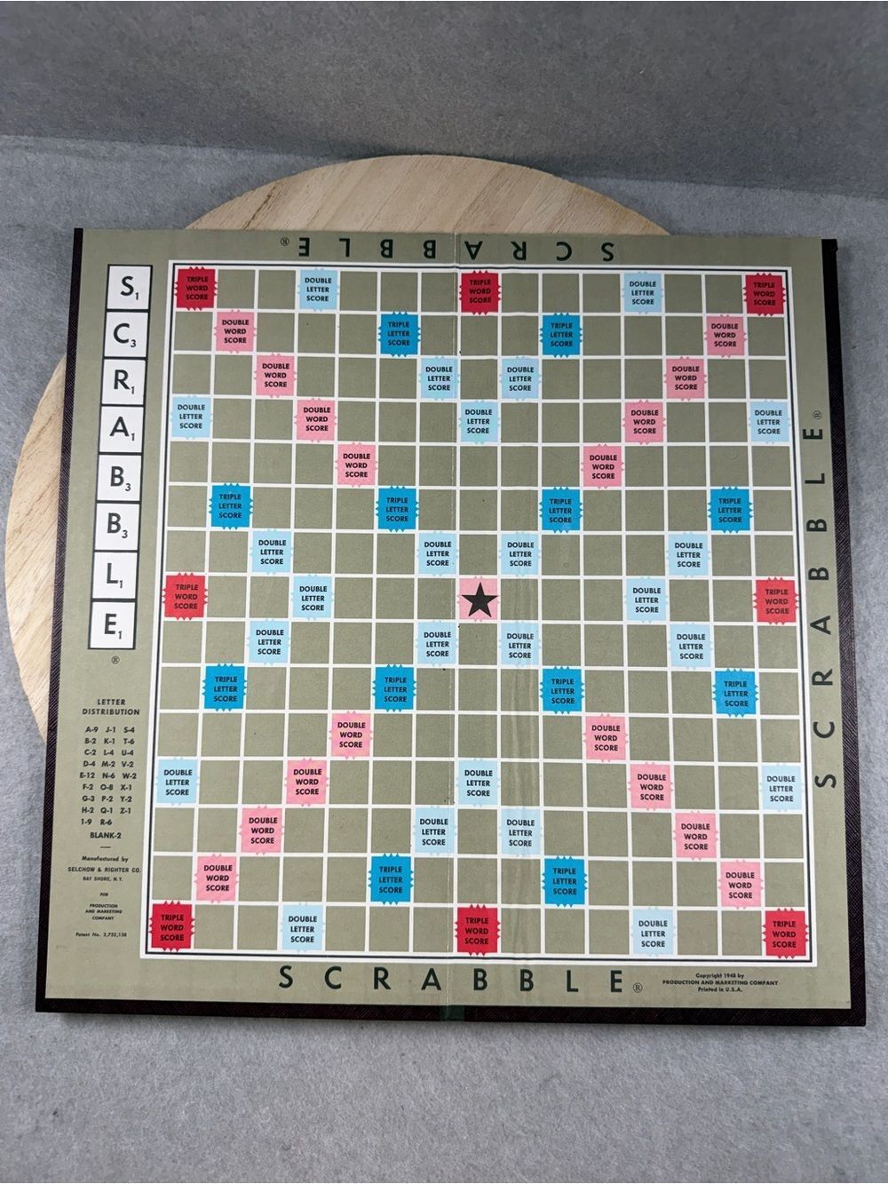 VTG 1953 Scrabble Board Game Wood Letter Tiles Dark Red OG Box & Manual In Lid - Picture 3 of 13